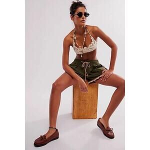 Free People Coastal Cruise Pull-On Shorts Multi color Braided trim Sz:M Ret$98